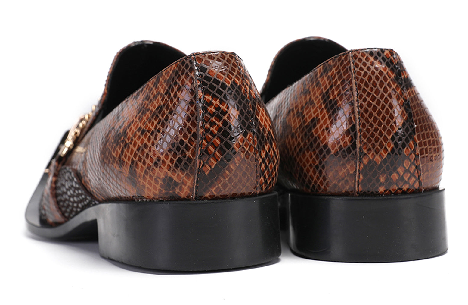 Mens Casual Gold Chain Sparkling Western Loafers