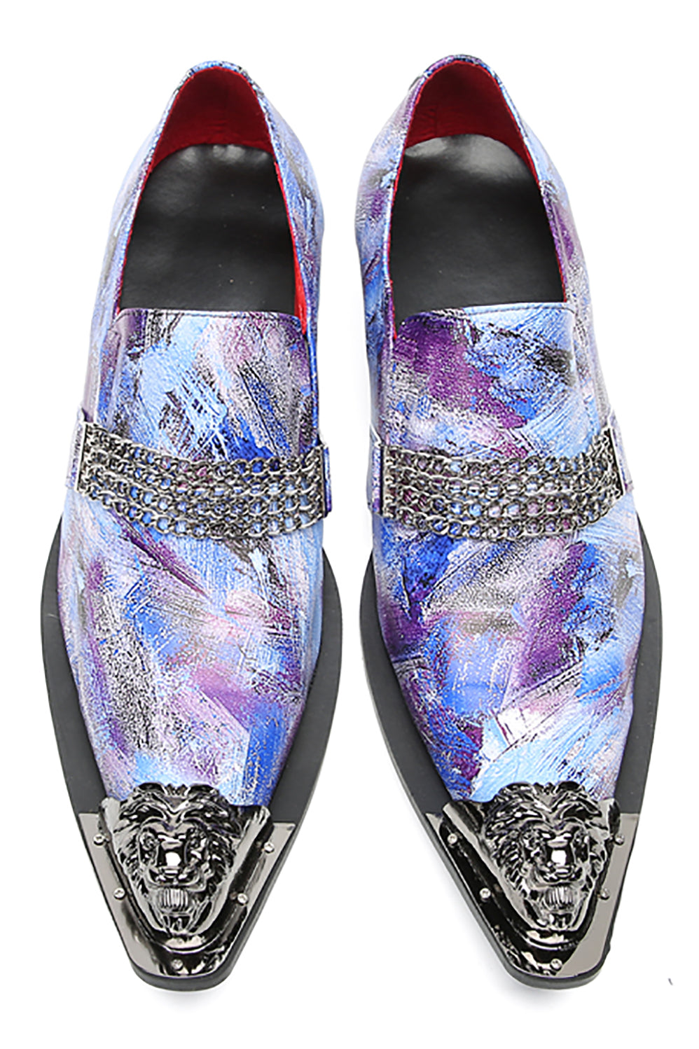 Men's Metal-Tip Toe Buttons Western Penny Loafers