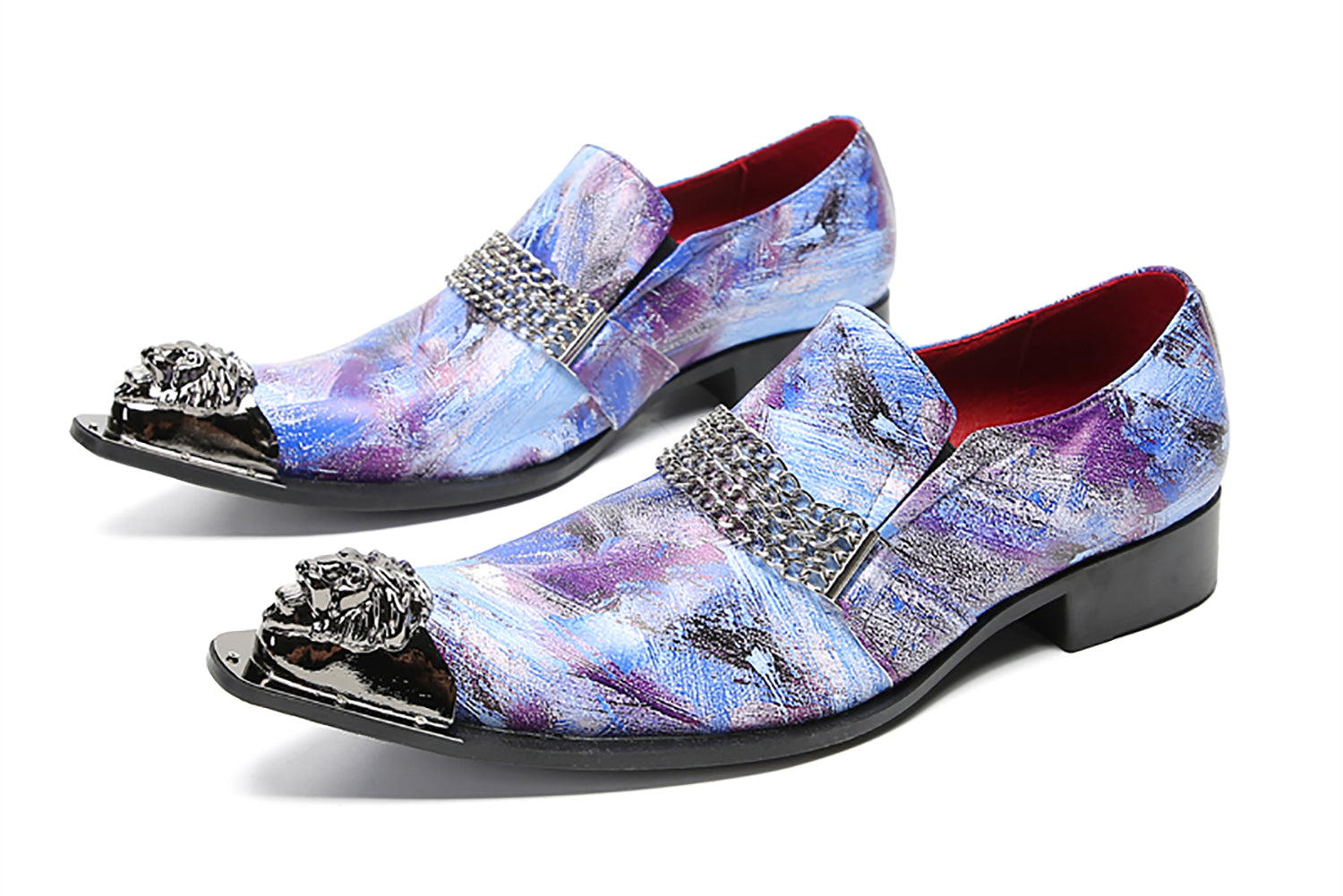 Men's Metal-Tip Toe Buttons Western Penny Loafers