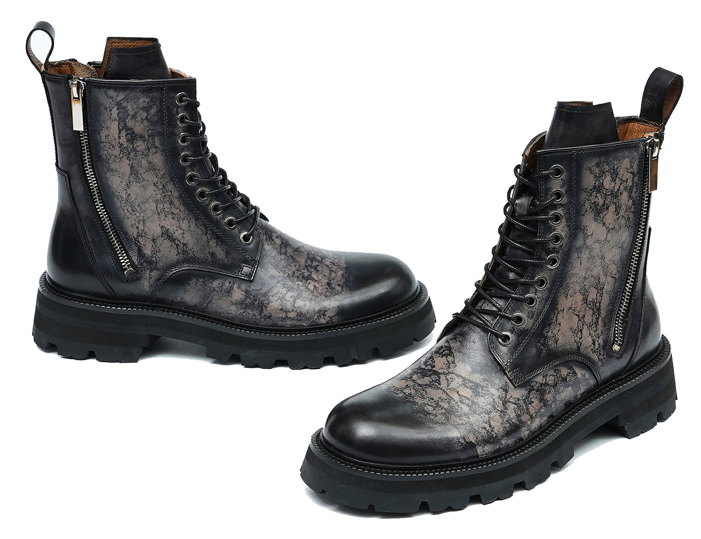 Men's Fashion Double Zipper Casual Mid Calf Boots