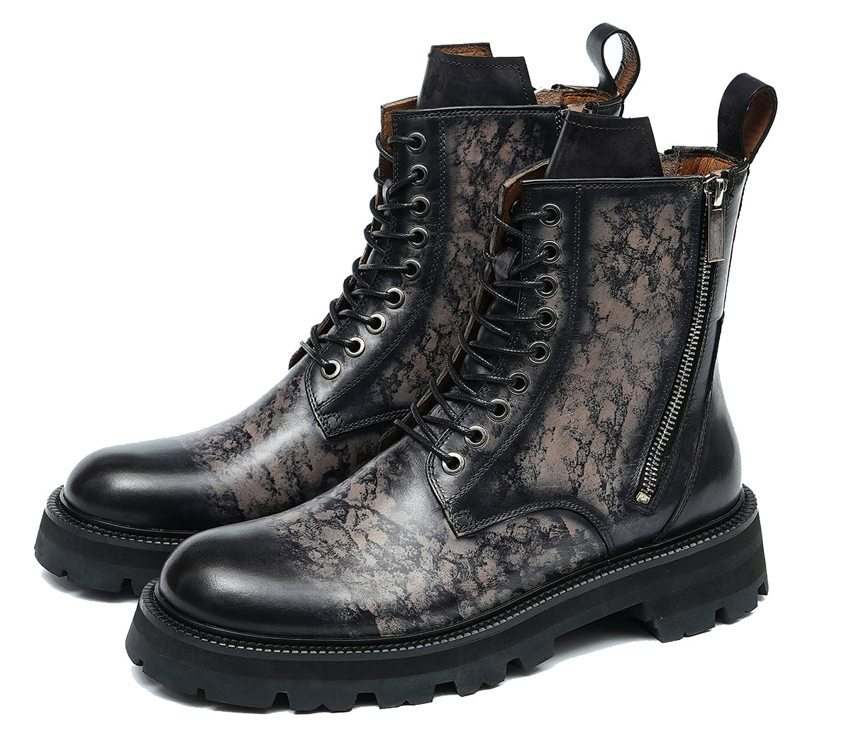 Men's Fashion Double Zipper Casual Mid Calf Boots