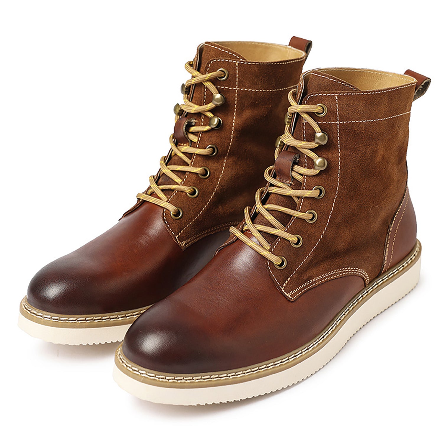 Men's Genuine Leather Lace Up Casual Dress Boots