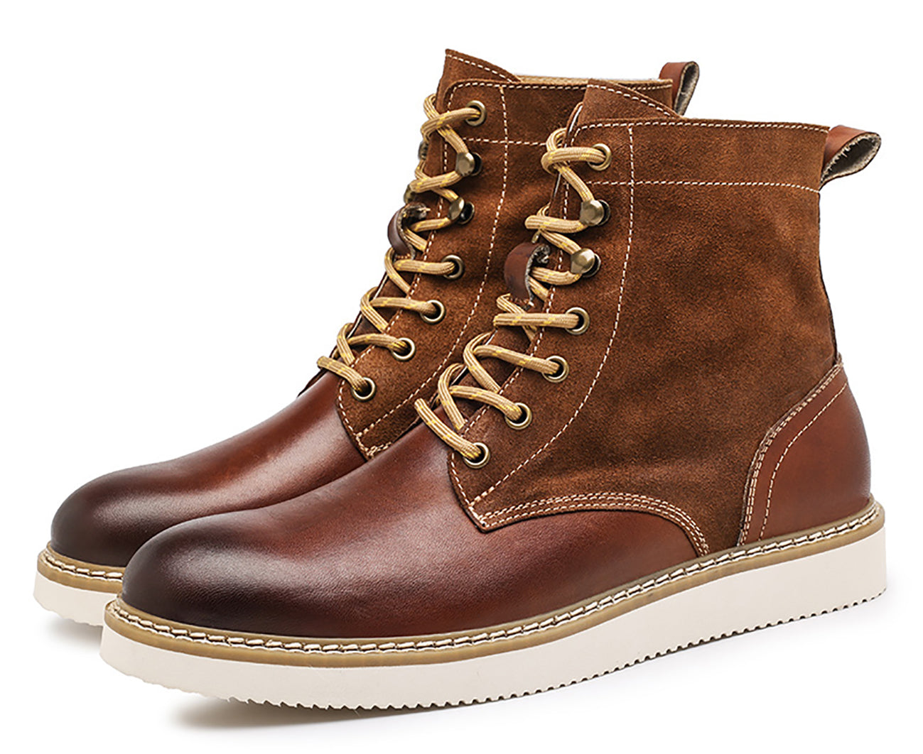 Men's Genuine Leather Lace Up Casual Dress Boots