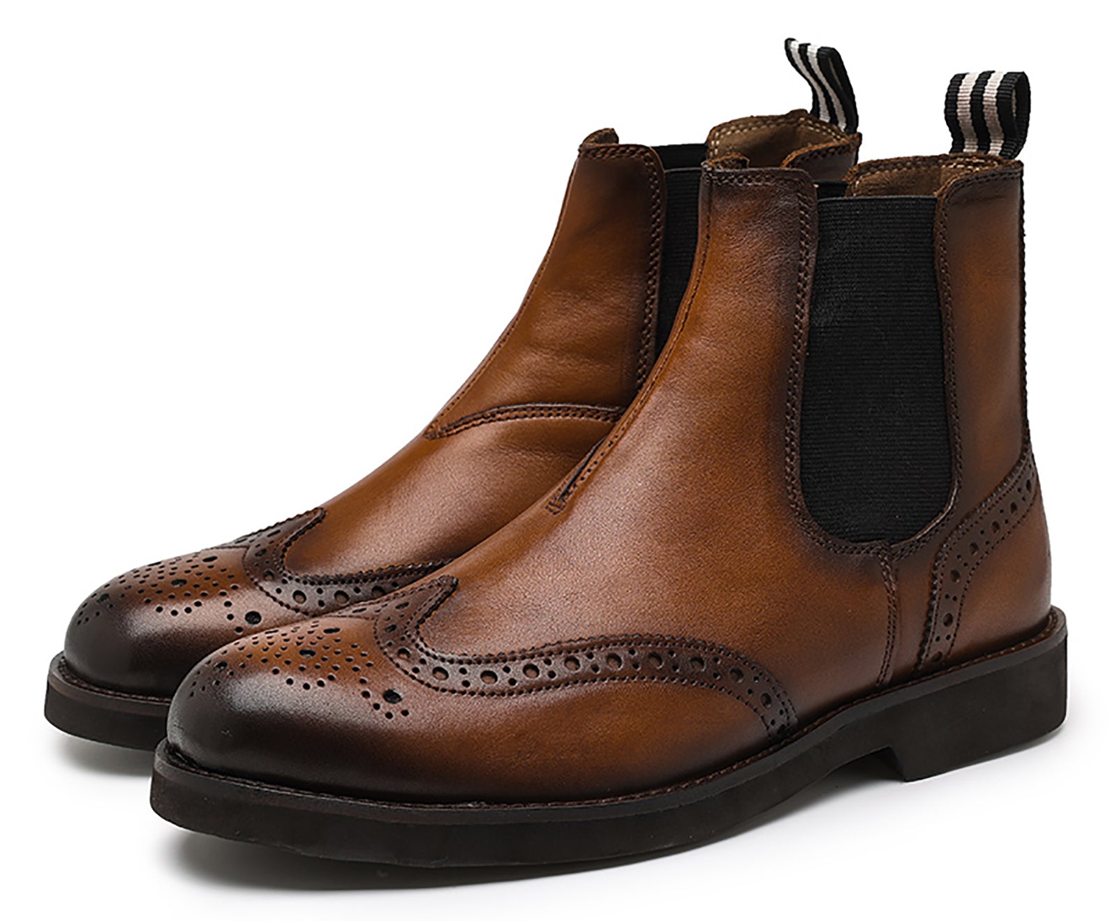 Men's Genuine Handmade Wingtips Brogues Chelsea Boots