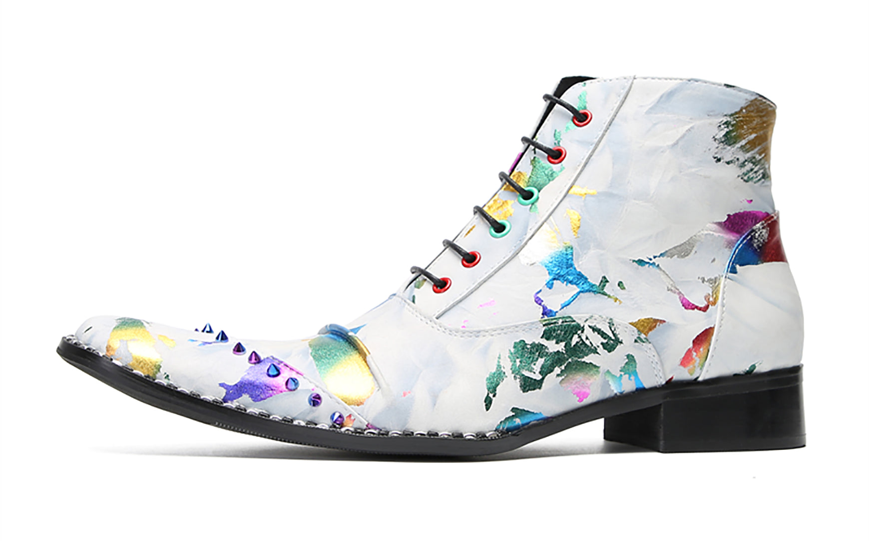 Botas occidentales con cuentas y grafiti de moda para hombre