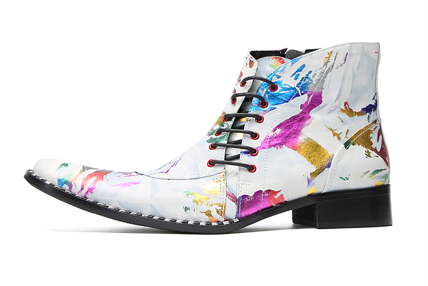 Men's Fashion Slant Lace Up Graffiti Western Boots