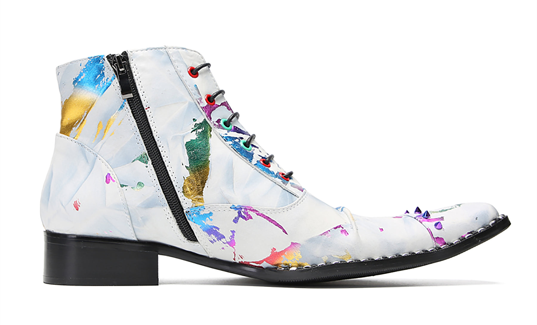 Botas occidentales con cuentas y grafiti de moda para hombre