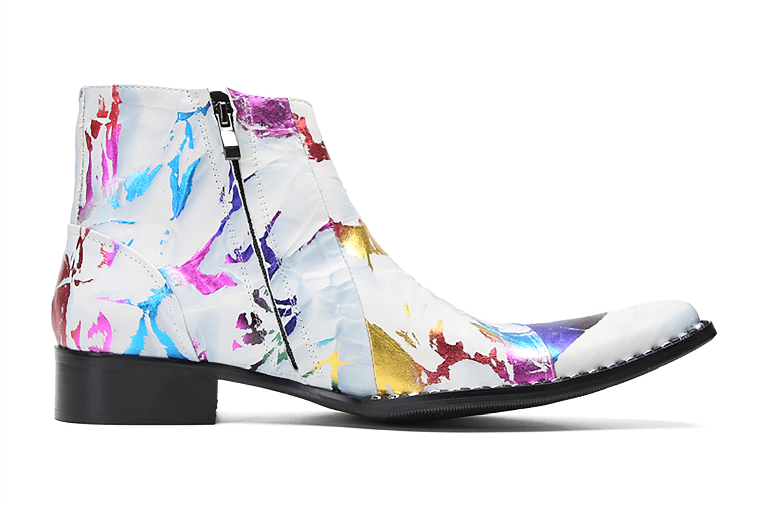 Men's Fashion Slant Lace Up Graffiti Western Boots