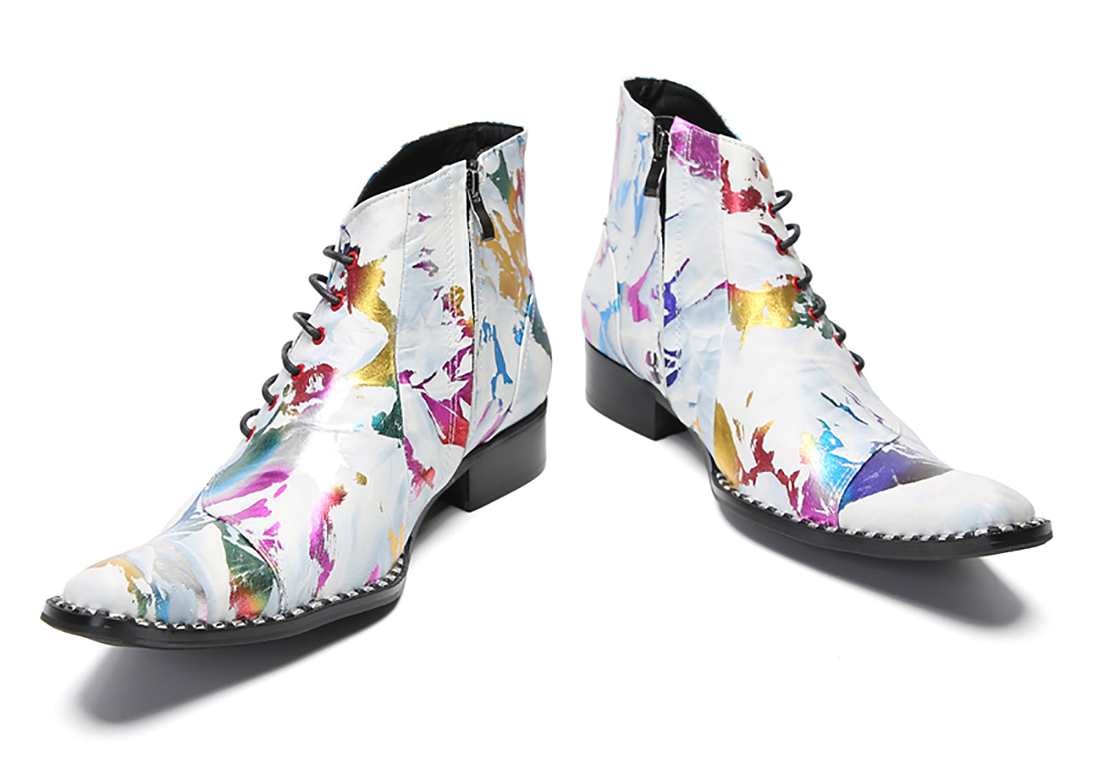 Men's Fashion Slant Lace Up Graffiti Western Boots