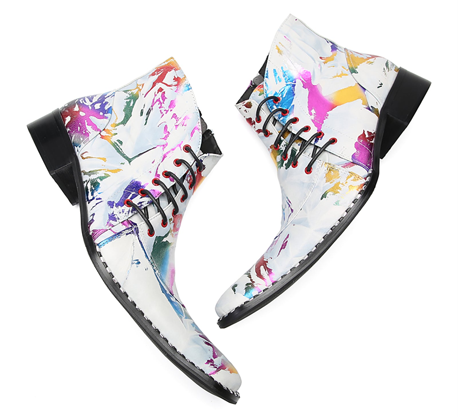 Men's Fashion Slant Lace Up Graffiti Western Boots