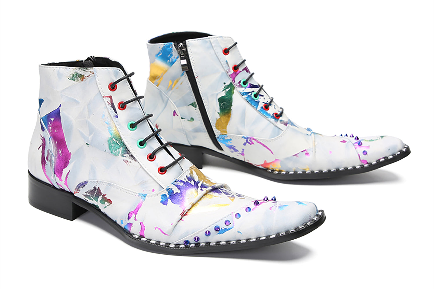 Botas occidentales con cuentas y grafiti de moda para hombre