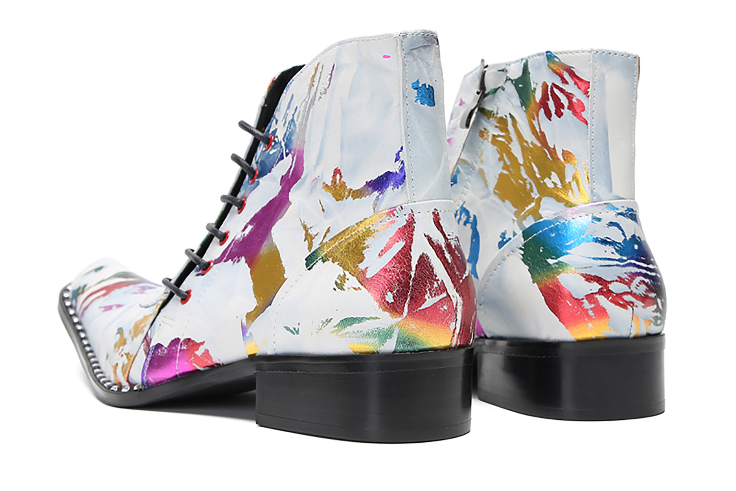Men's Fashion Slant Lace Up Graffiti Western Boots