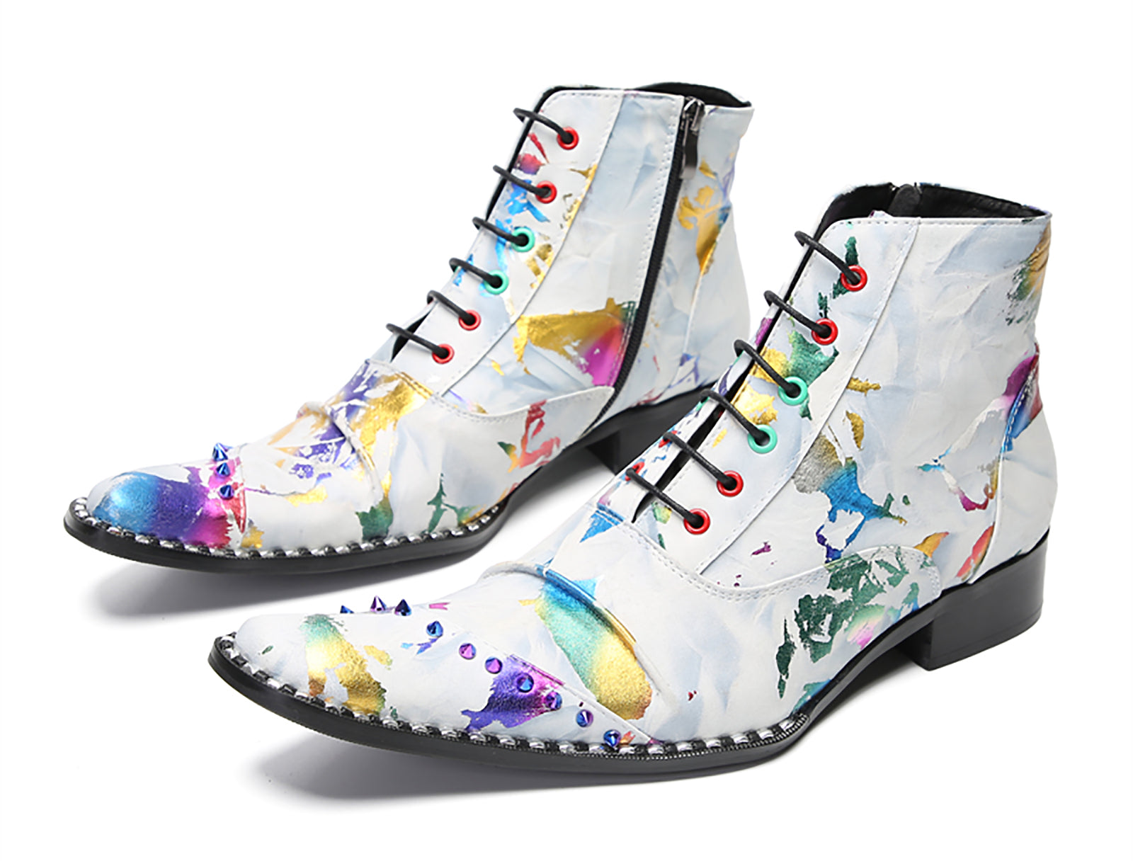 Botas occidentales con cuentas y grafiti de moda para hombre