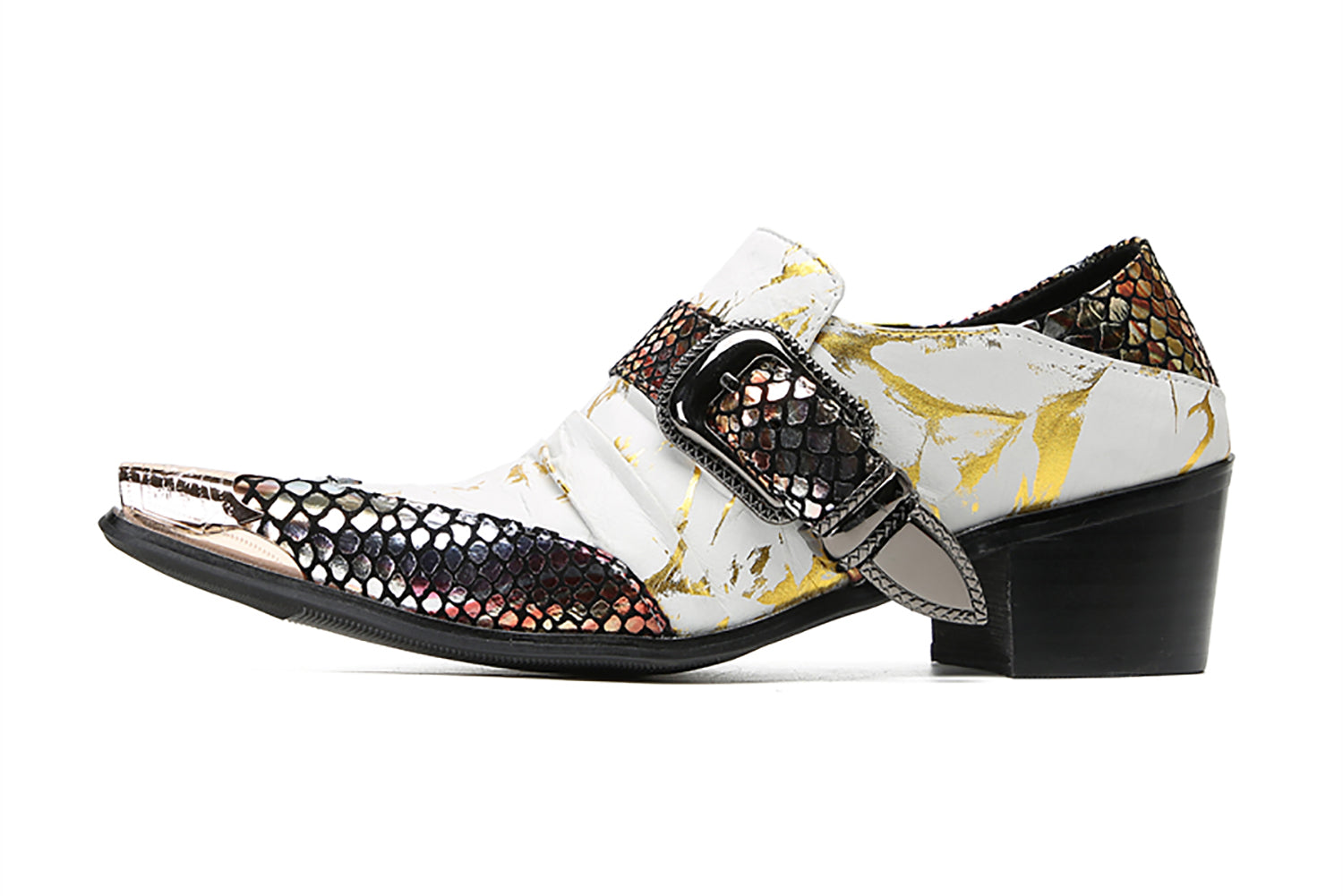 Mocasines estilo occidental con punta de metal para fiesta para hombre