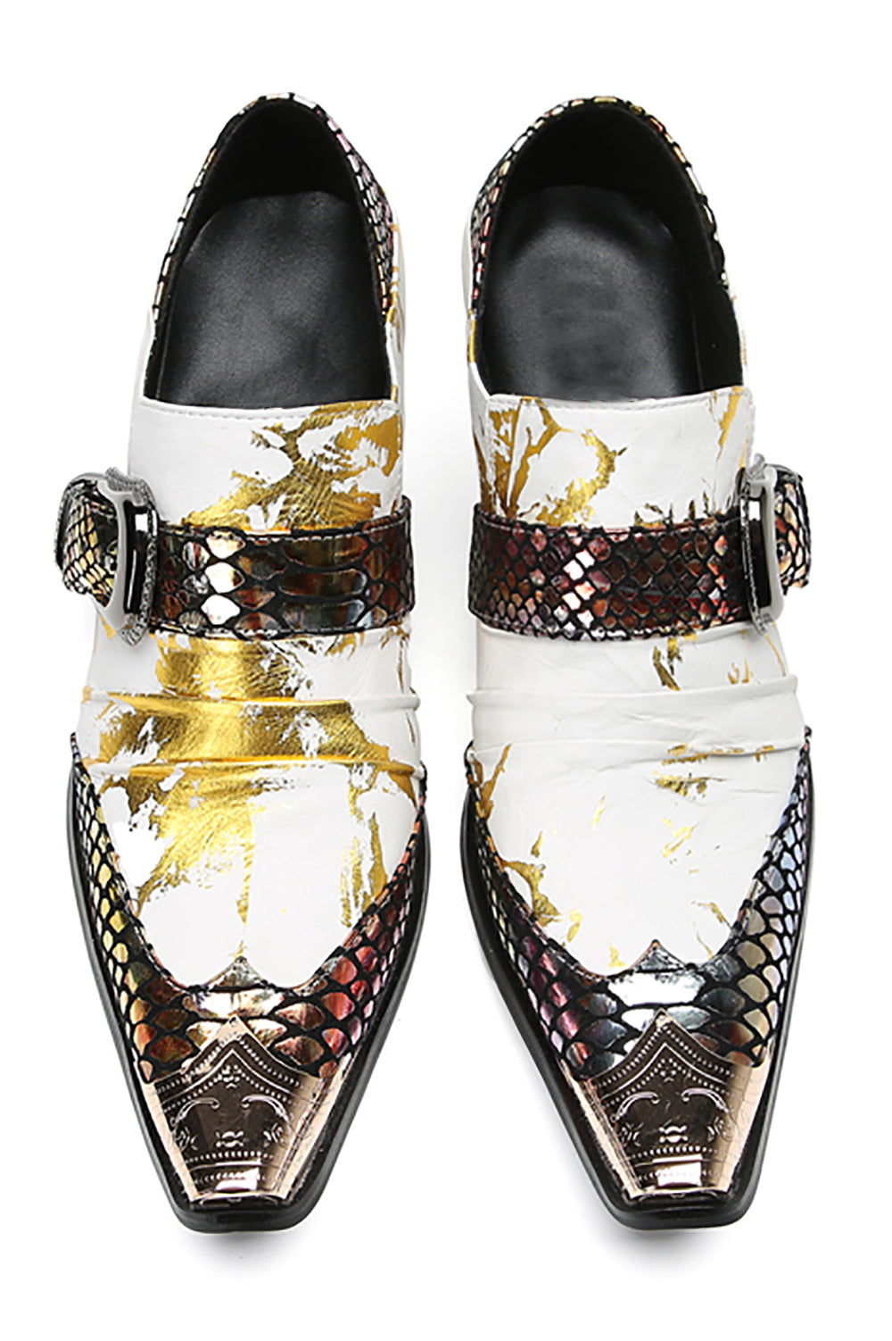 Mocasines estilo occidental con punta de metal para fiesta para hombre