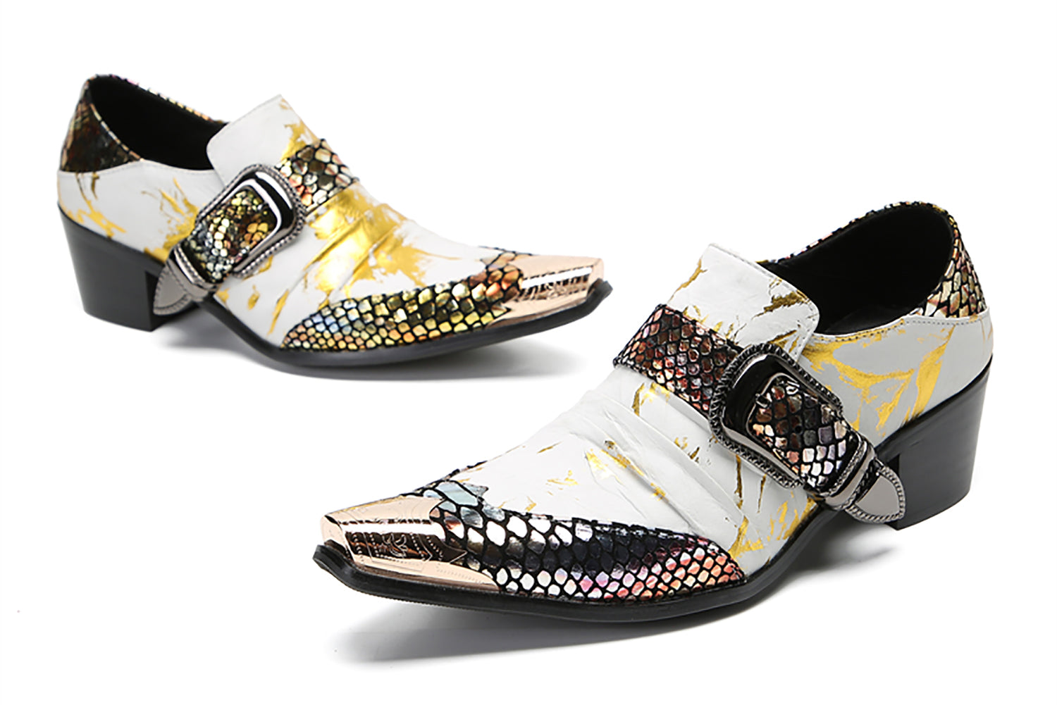 Mocasines estilo occidental con punta de metal para fiesta para hombre