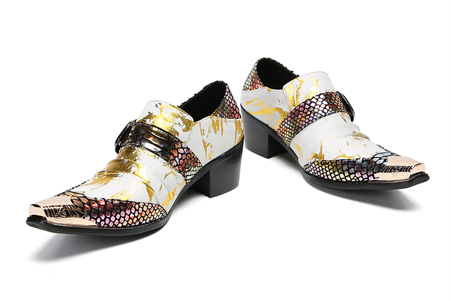 Mocasines estilo occidental con punta de metal para fiesta para hombre