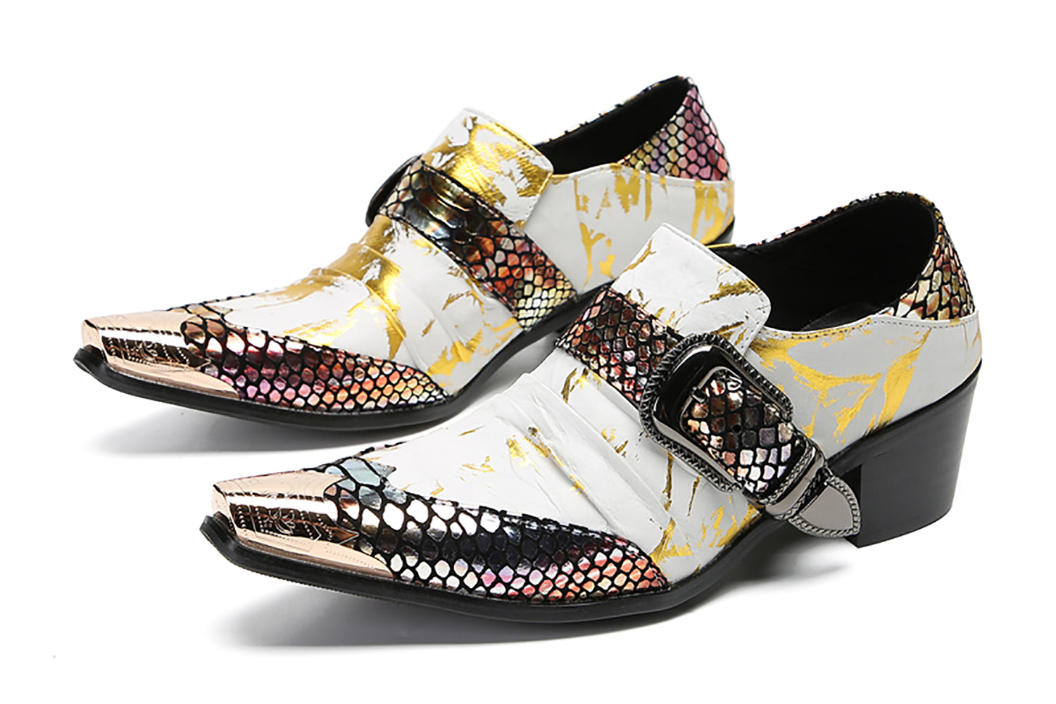 Mocasines estilo occidental con punta de metal para fiesta para hombre