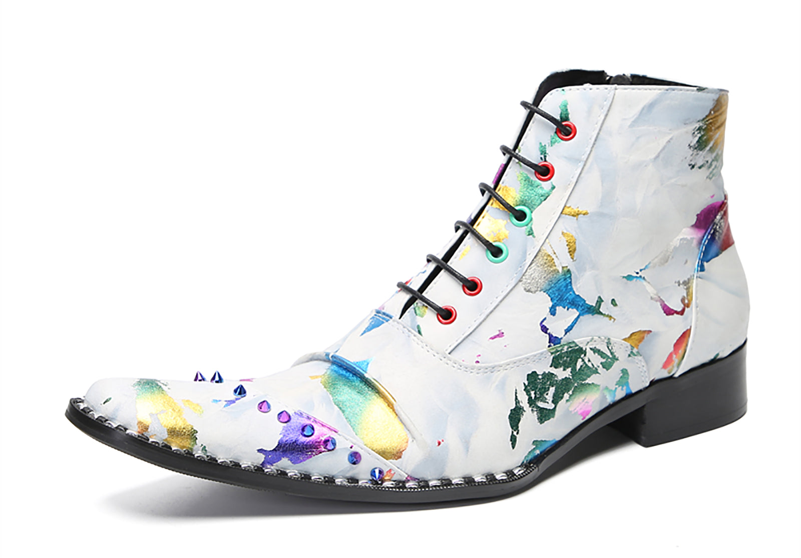 Botas occidentales con cuentas y grafiti de moda para hombre