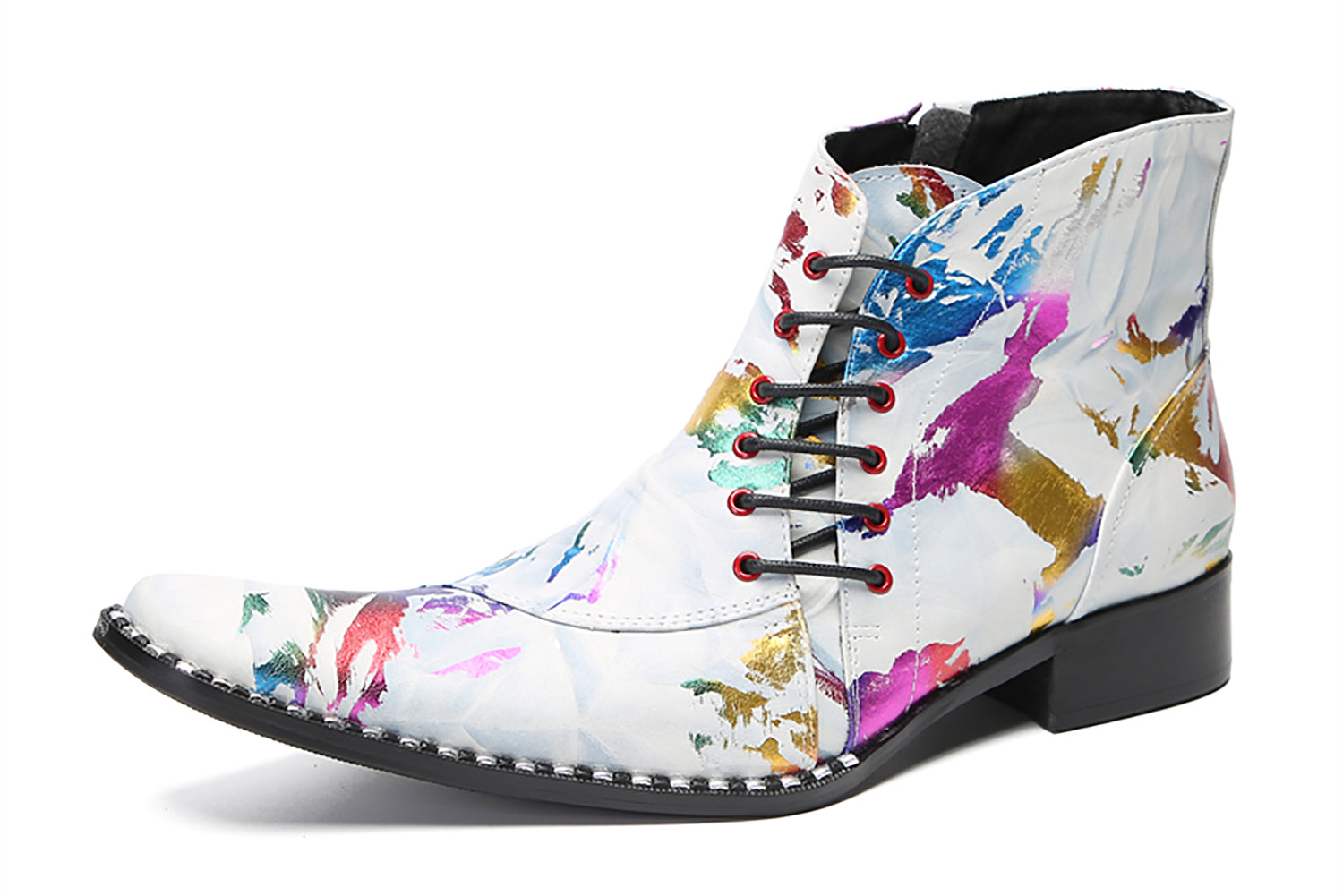 Men's Fashion Slant Lace Up Graffiti Western Boots