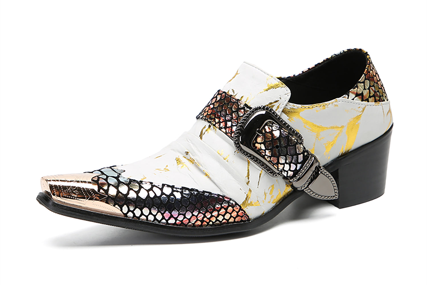 Mocasines estilo occidental con punta de metal para fiesta para hombre