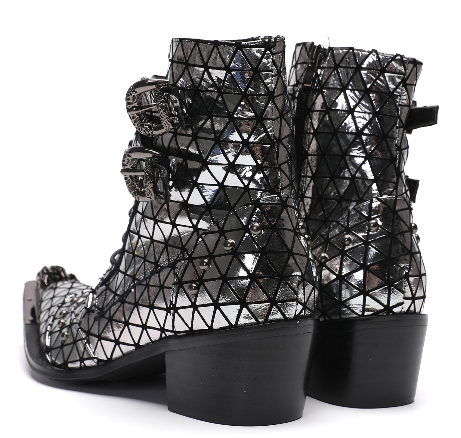 Men's Metal-Tip Toe Beads Hight Western Boots