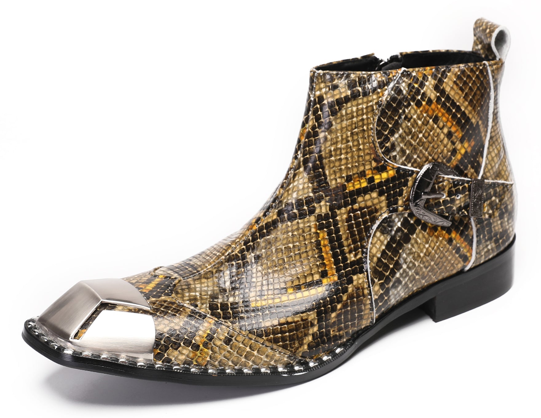Mens Party Casual Zipper Buckle Western Boots