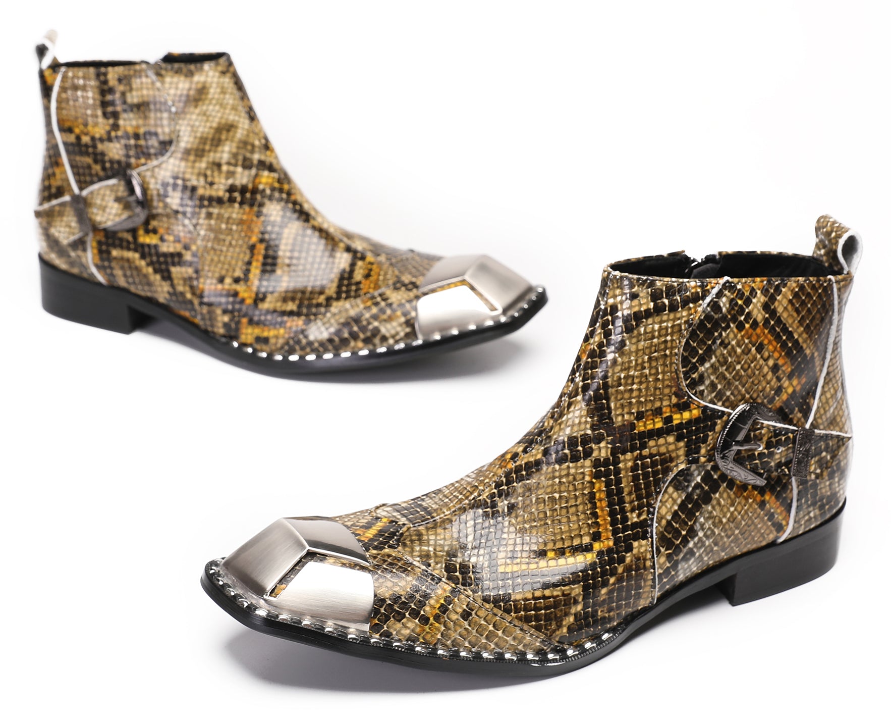 Mens Party Casual Zipper Buckle Western Boots