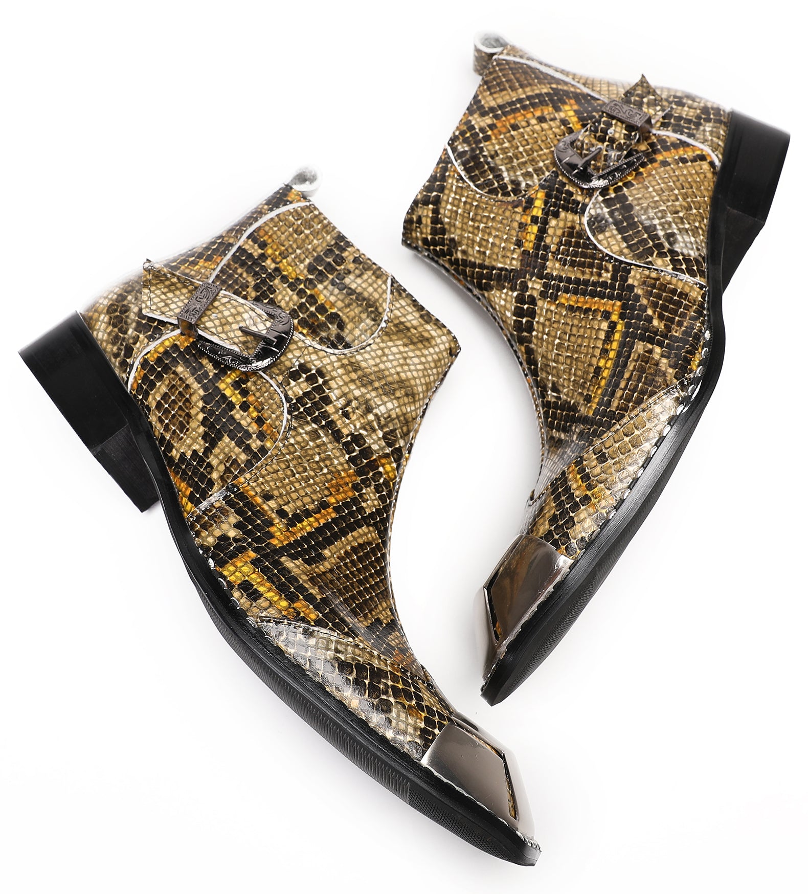Mens Party Casual Zipper Buckle Western Boots