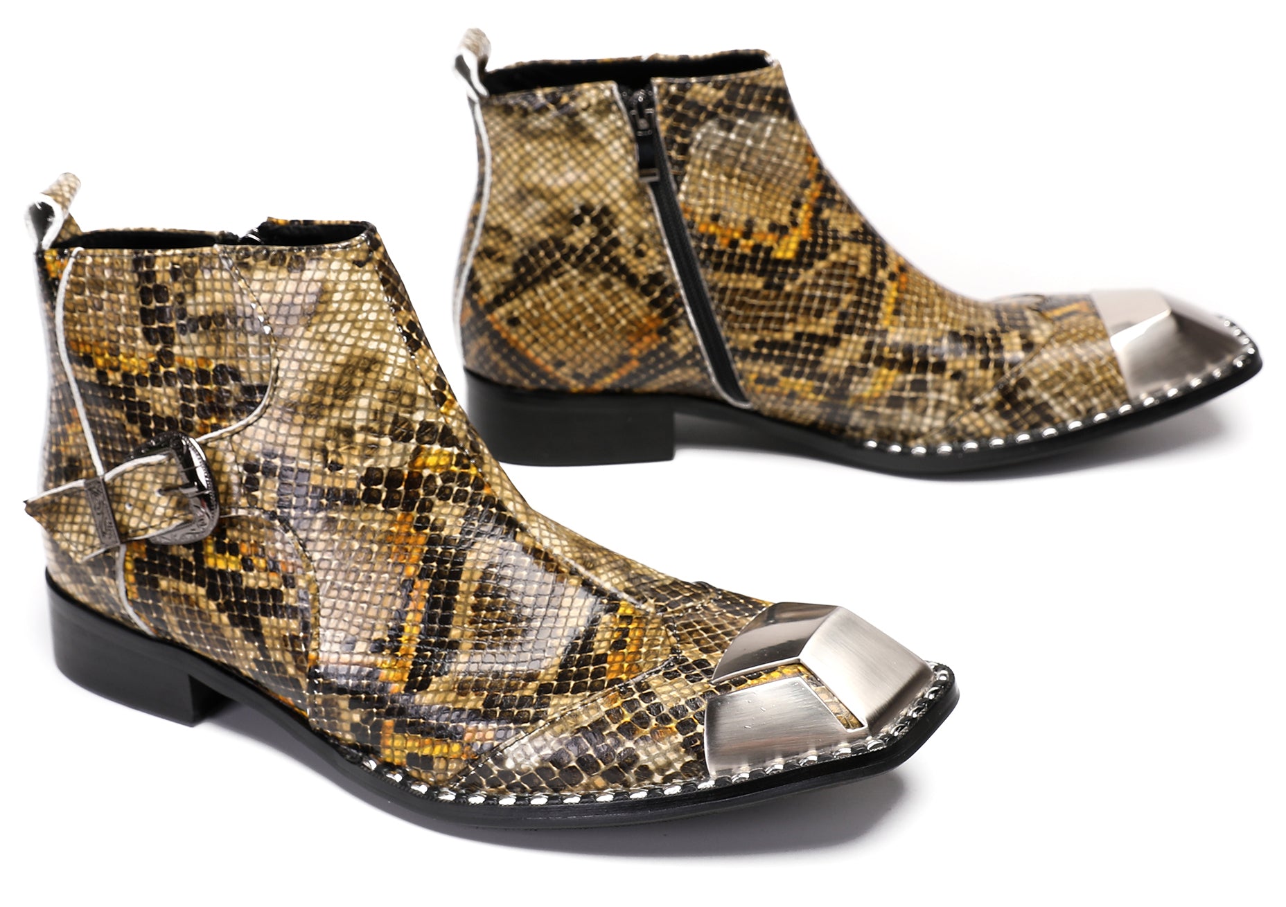 Mens Party Casual Zipper Buckle Western Boots