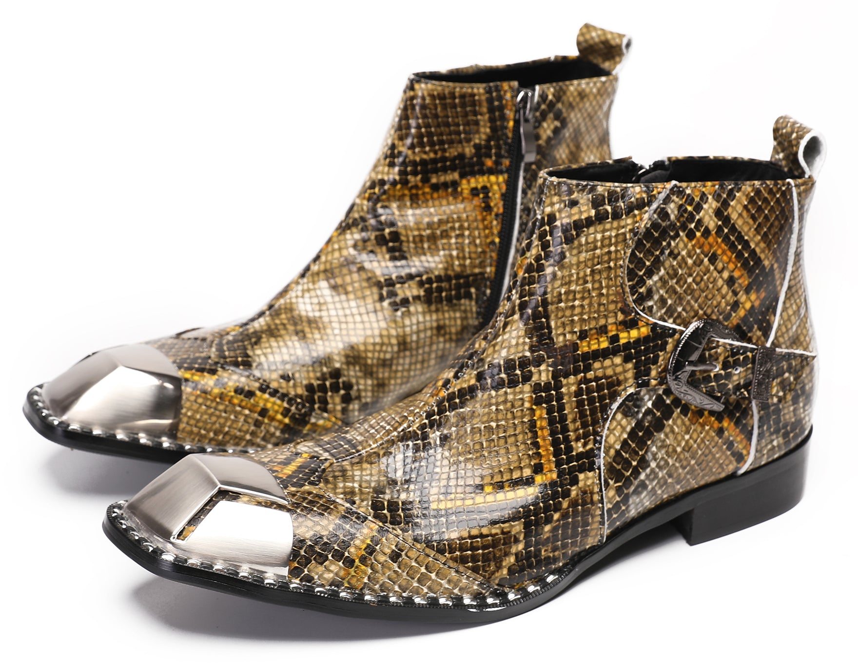 Mens Party Casual Zipper Buckle Western Boots