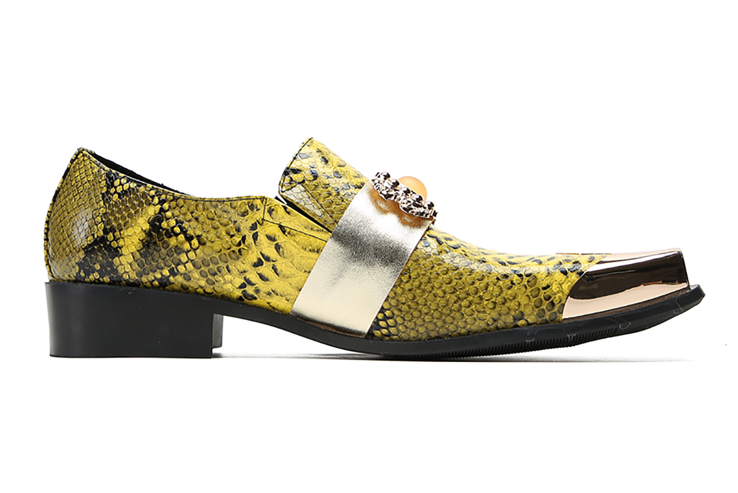 Men's Metal-Square Toe Sparkling Topaz Western Loafers