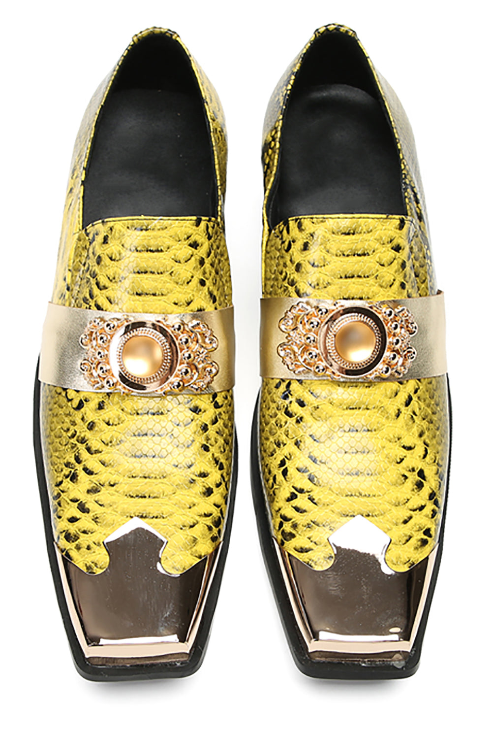 Men's Metal-Square Toe Sparkling Topaz Western Loafers