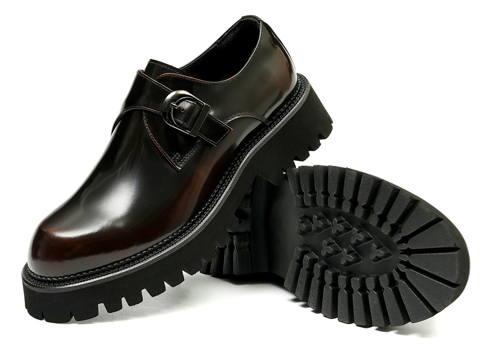 Mocasines con hebilla y suela gruesa a la moda para hombre