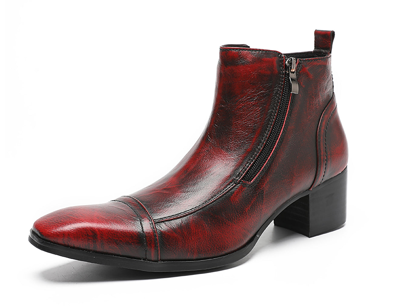 Botas occidentales con puntera y cremallera para hombre 