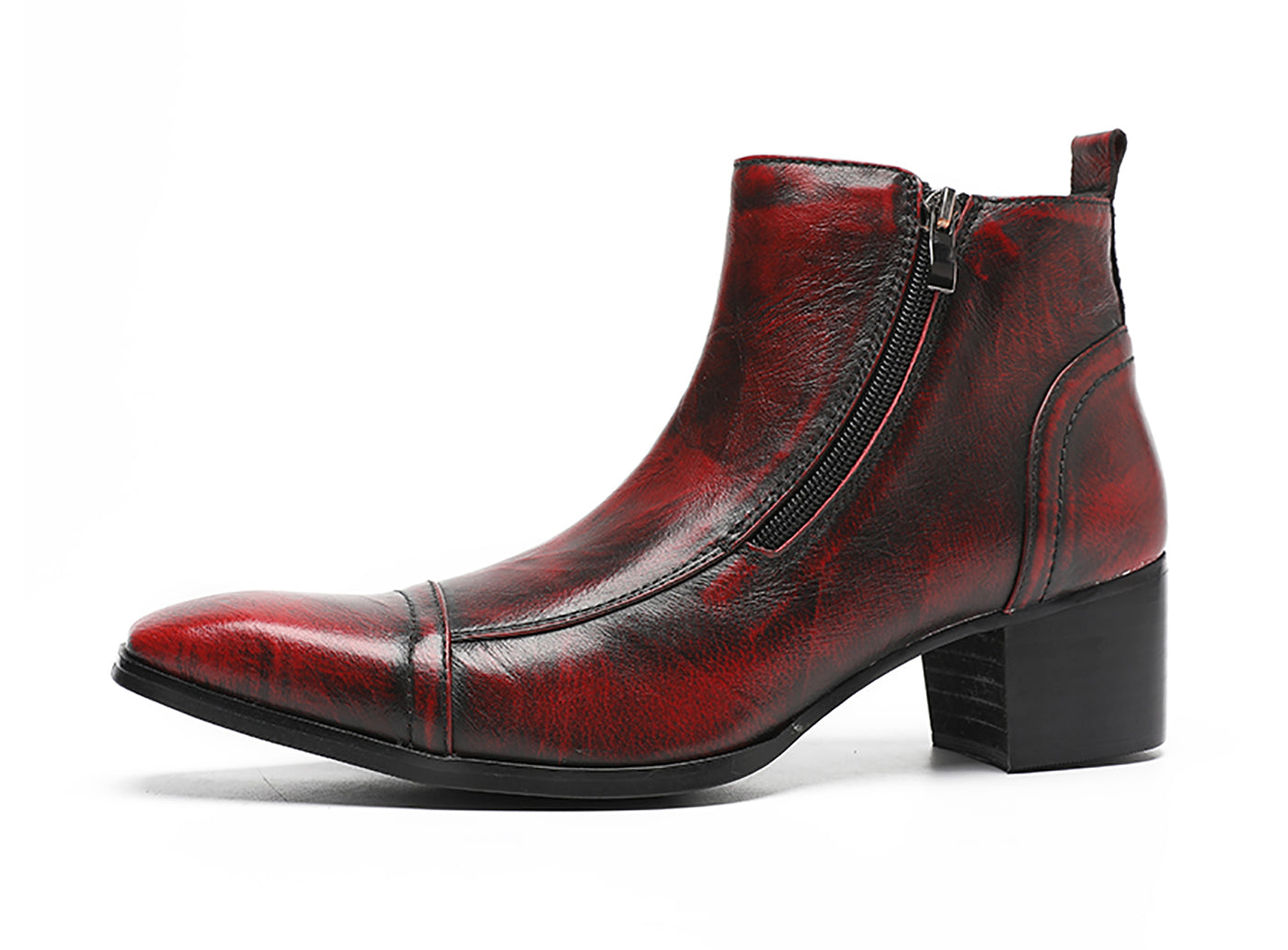 Botas occidentales con puntera y cremallera para hombre 
