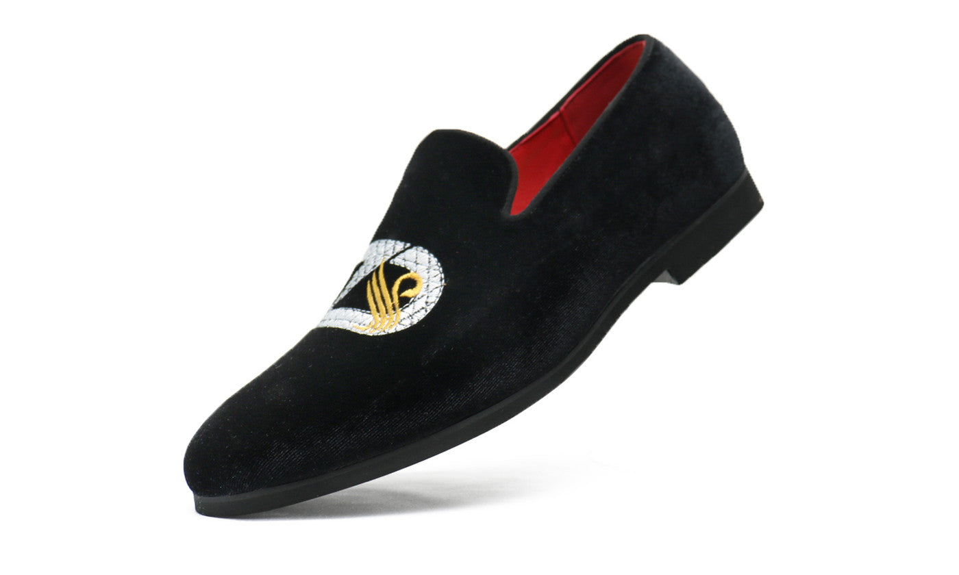 Men's Velvet Swan Applique Loafers