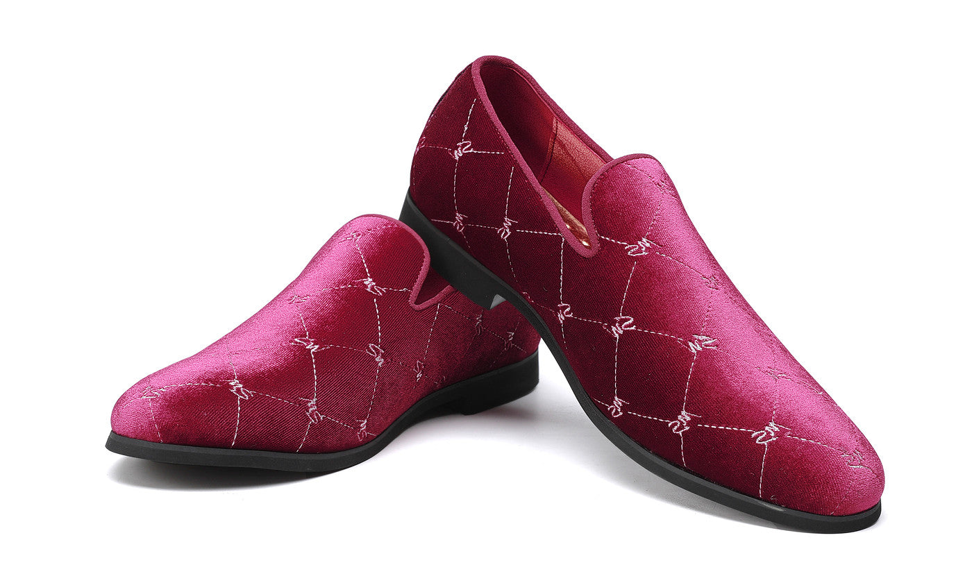 Mocasines de hombre de terciopelo con costuras plateadas