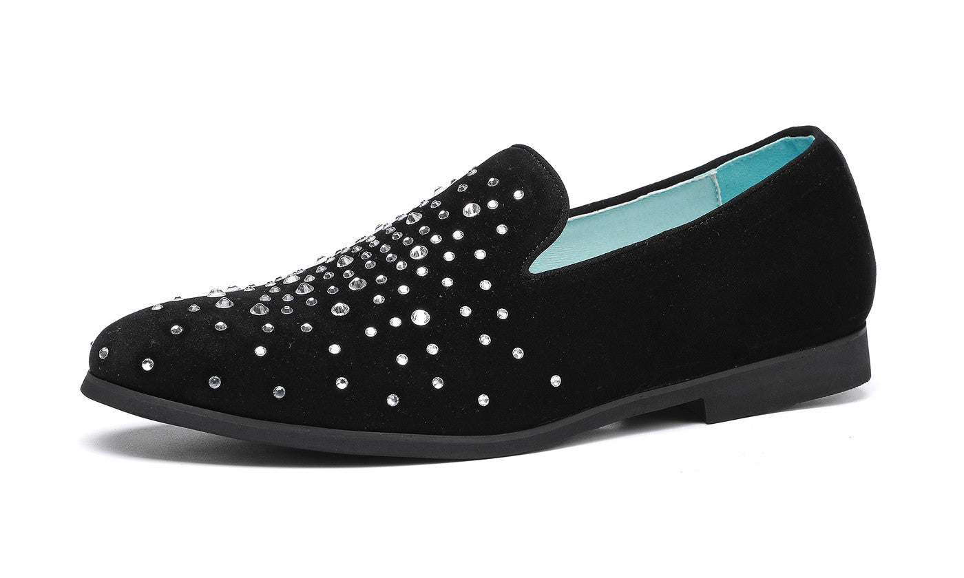 Mocasines redondos de ante con diamantes de imitación para hombre