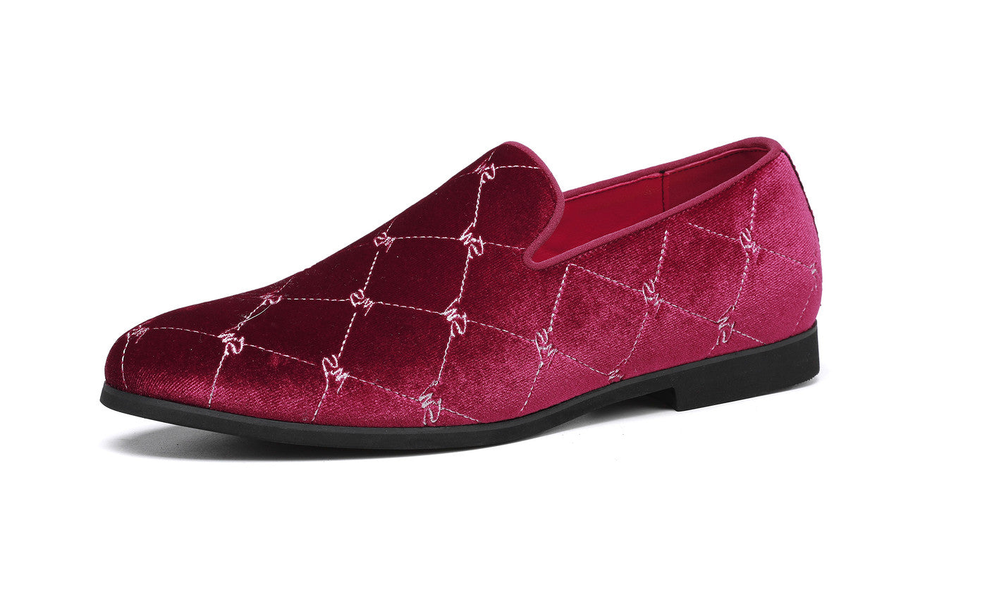 Mocasines de hombre de terciopelo con costuras plateadas