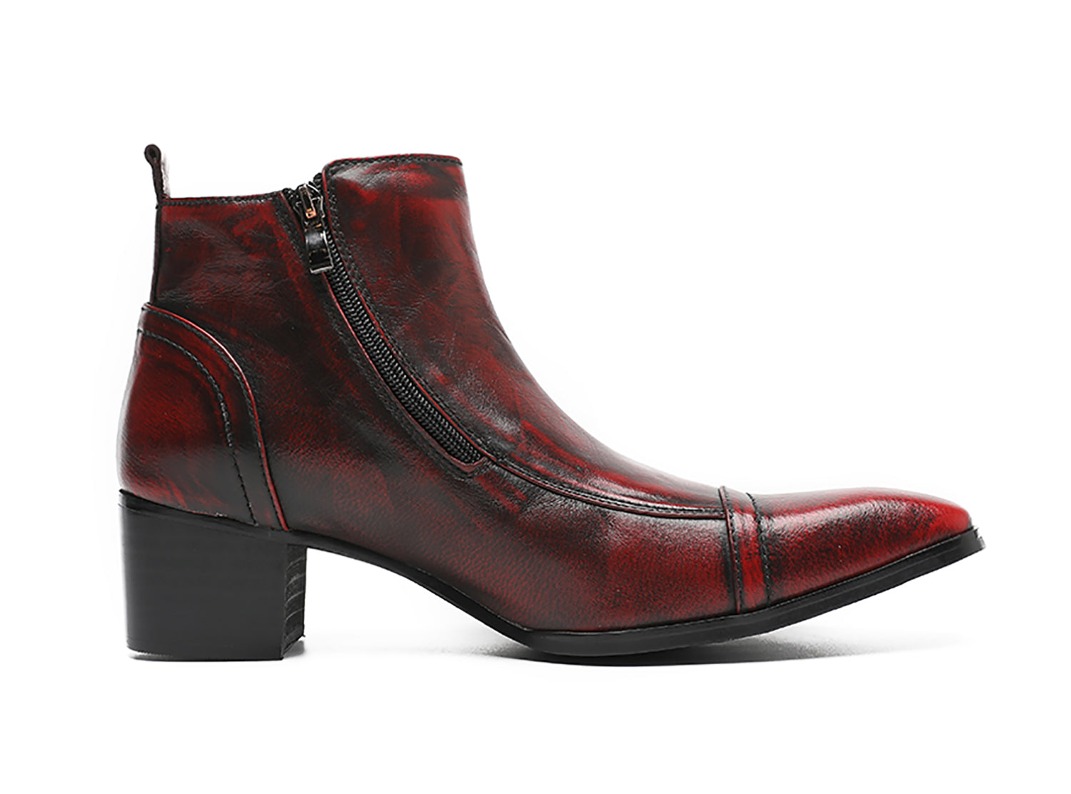 Botas occidentales con puntera y cremallera para hombre 