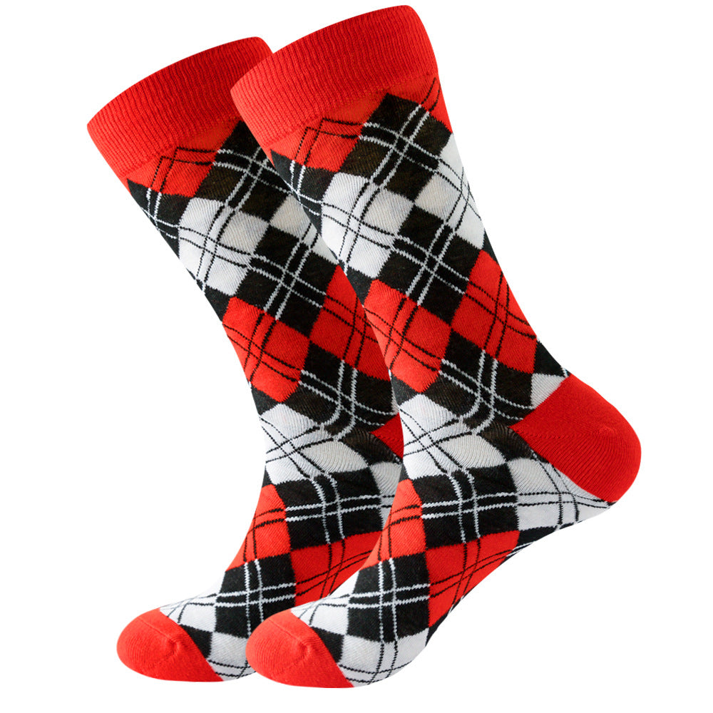 Juego de 1 par de calcetines de algodón Argyle