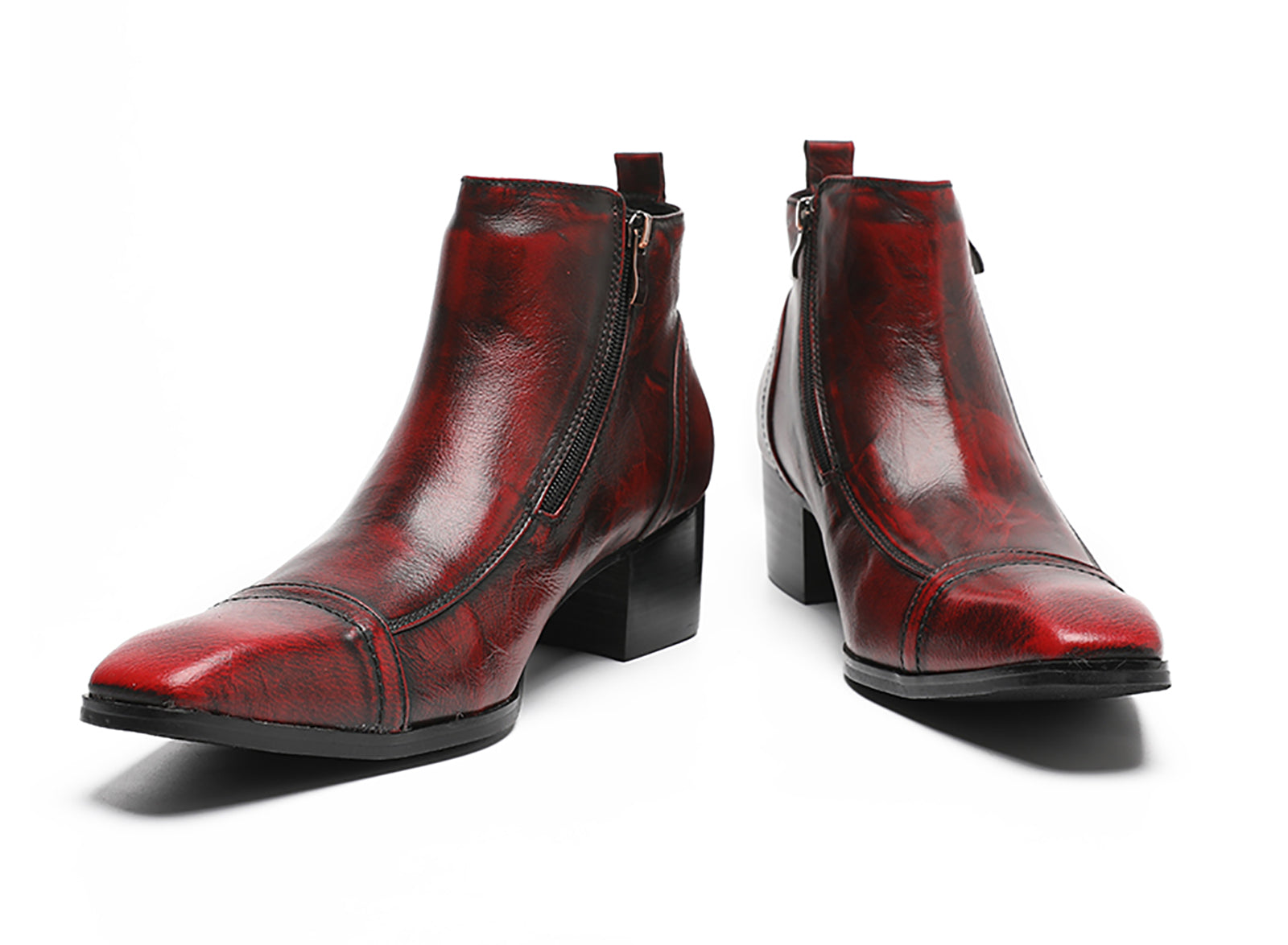 Botas occidentales con puntera y cremallera para hombre 