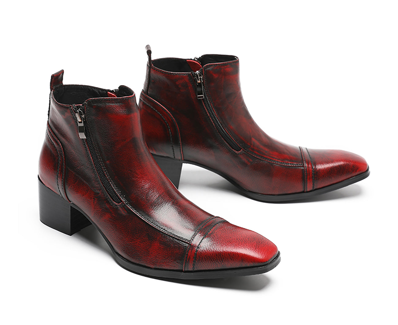 Botas occidentales con puntera y cremallera para hombre 