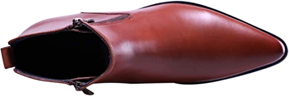 Men's Ankle Genuine Leather Dress Zipper Pointed Toe Casual Boot