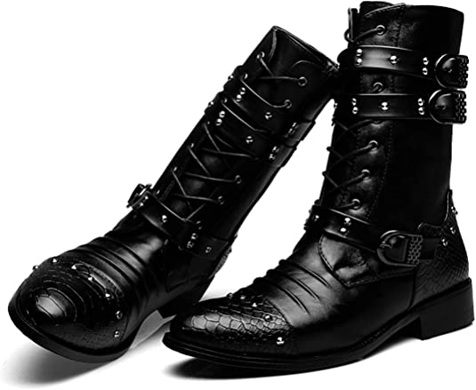 Men's Motorcycle Boots Rivet Zipper – Santimon