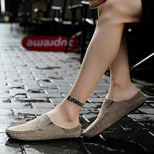 Zapatillas tipo zuecos de ante para hombre transpirables 
