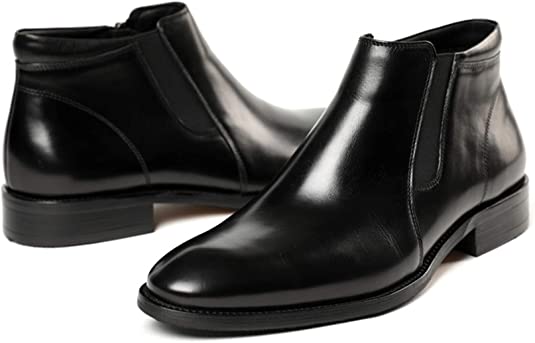 Black Leather Formal Ankle Zipped Chelsea Boots