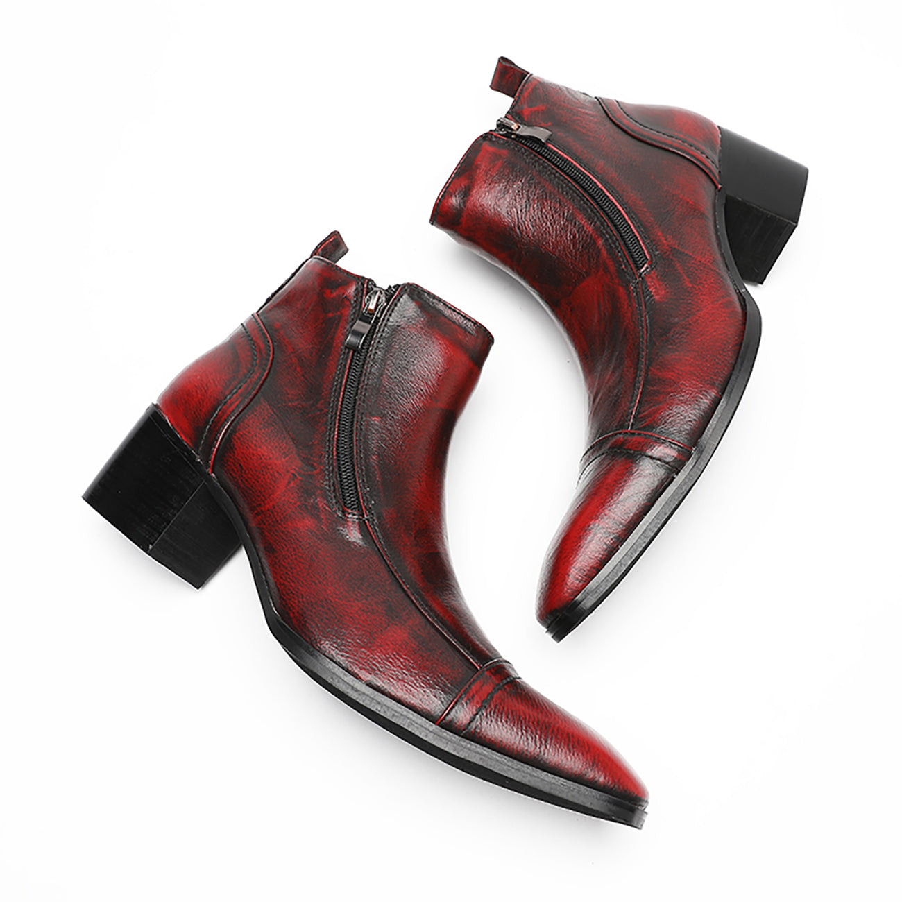 Botas occidentales con puntera y cremallera para hombre 