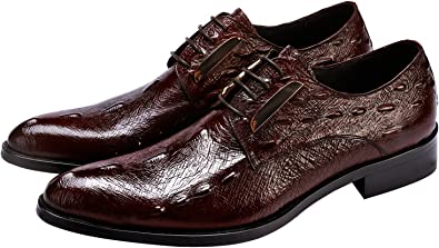 Men's Crocodile Metallic Hardware Derby Shoes